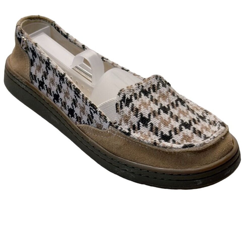 R2 Allison Women’s Shoes Flat Loafers Fabric and Leather Tan Size 7.5M